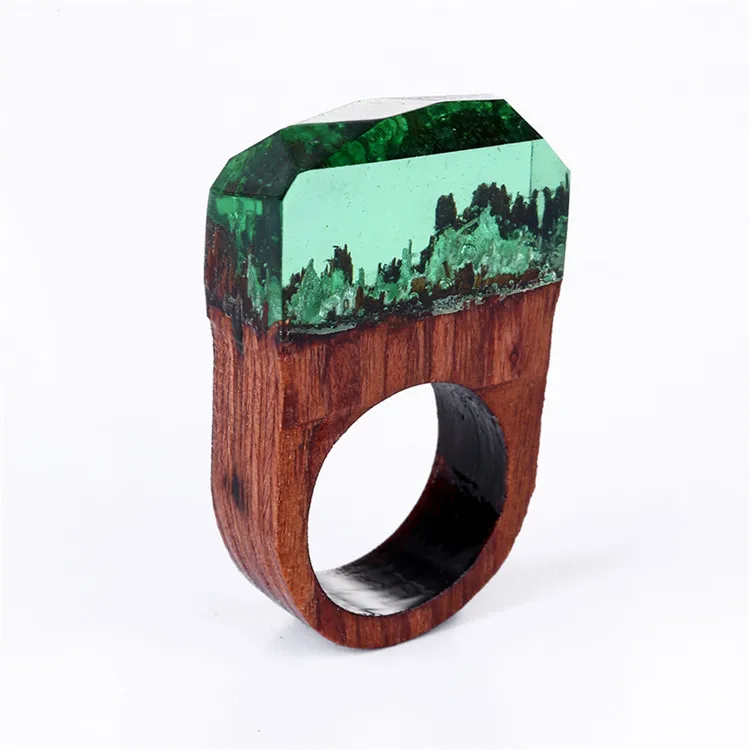 New retro jewelry wooden ring secret forest creative resin couple rings wholesale