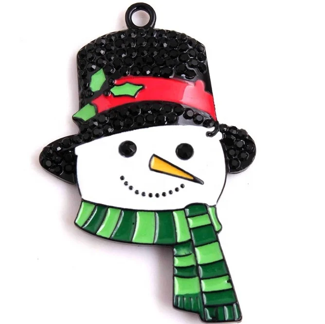 

CR-017 Christmas Snowman Crystal Rhinestone Pendant Bubblegum Charms Pendant for Chunky Kids Jewelry Making 36x50mm