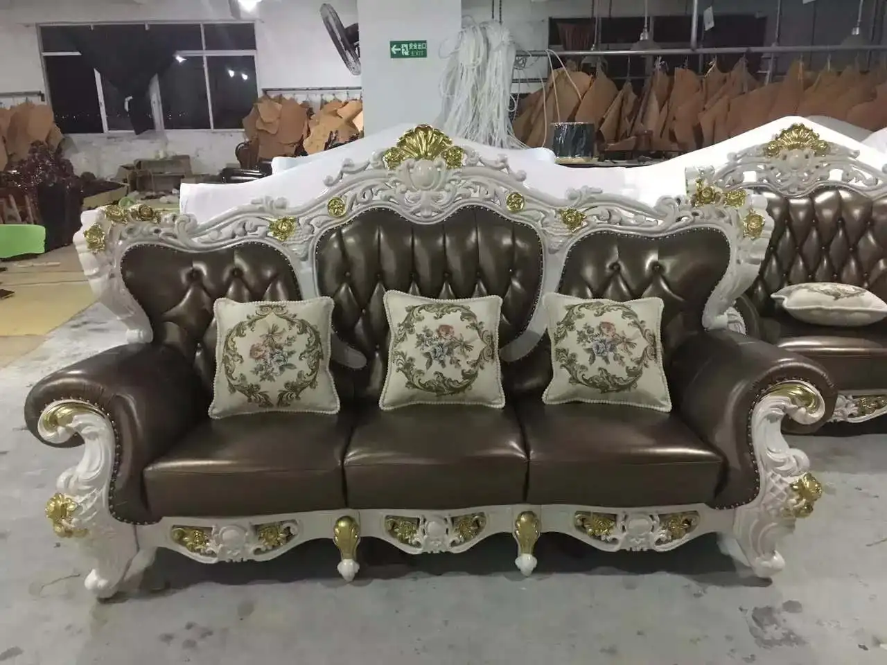 European french style wooden carved flower king sofa set
