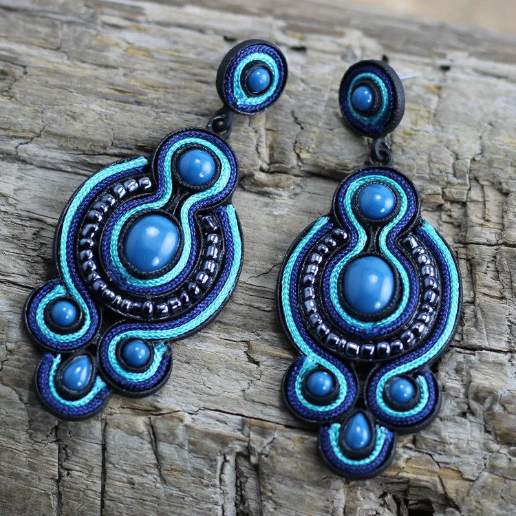 

Wholesale beautiful ethnic women earrings soutache jewelry supplies, Customized