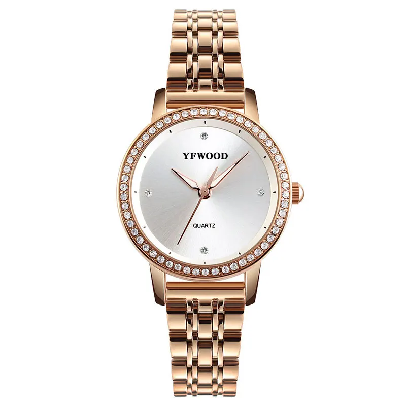 

Fashion Wrist Watch Quartz Movement Watch Women Stainless Waterproof Lady Wristwatches, Rose-gold sliver