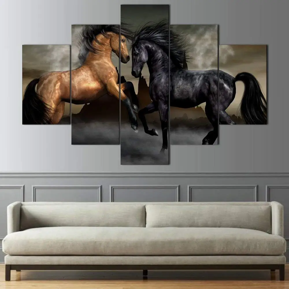 

Running Horses Wall Art Large Pictures for Living Room Bedroom Office Wall Decorative Prints and Poster Set Wooden Framed