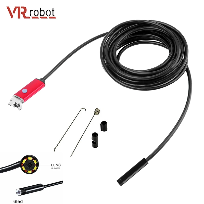 

AN99 2m cable 7mm 2 in 1 USB android endoscope for mobile phone and PC, Red black yellow