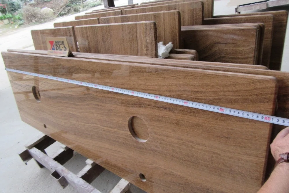 wooden vein marble cut to size countertop for kitchen