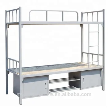 Metal Bunk Bed With Bottom Storage Cabinet Bedroom Furniture Bed