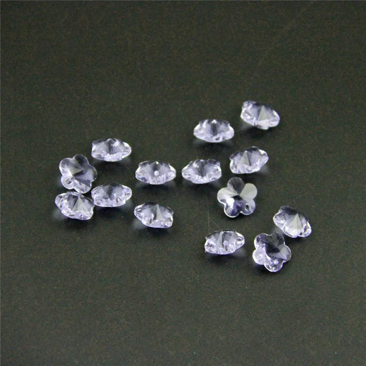 

Free shipping light purple 100pcs  flower loose beads in one hole crystal parts for Diy Jewerly/house decoration/droplight