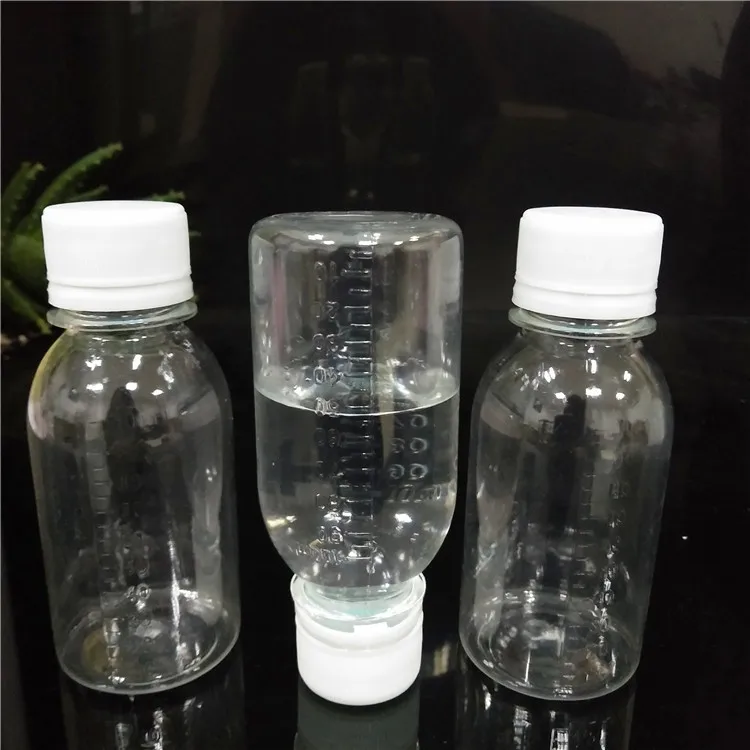 Plastic Cough Syrup Transparent graduated liquid Bottle With Tamper Proof Cap