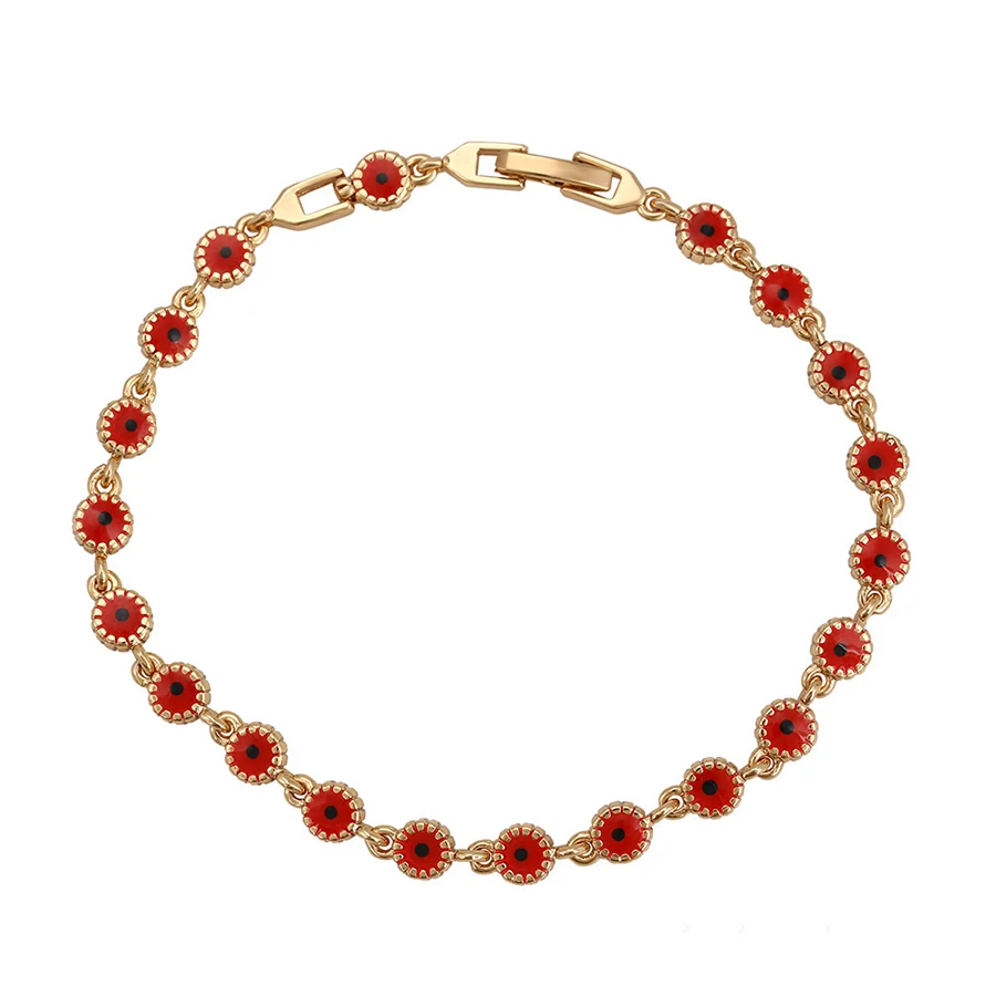 

74988 Xuping website hot sales popular red turkey eye gold chains bracelet for girls