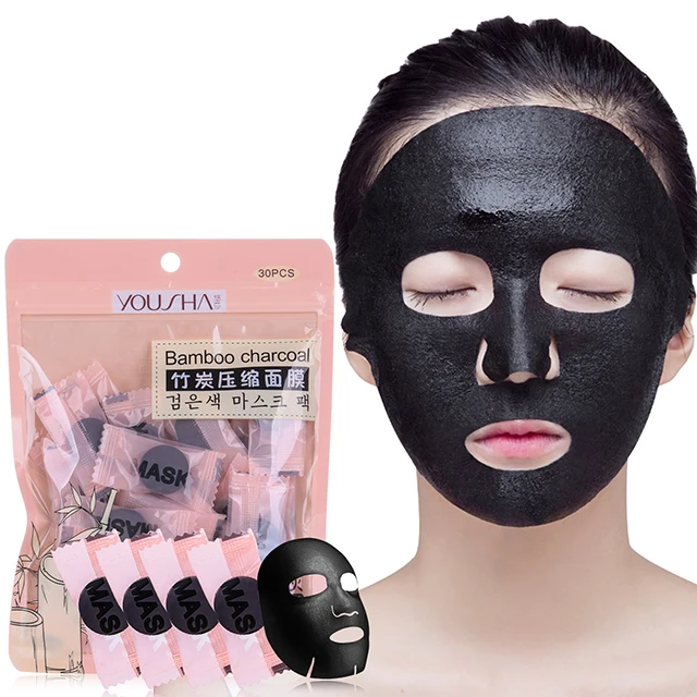

Free Shipping Bamboo Charcoal Fiber Deep Cleaning Adsorption Blackhead Black DIY Compressed Facial Mask