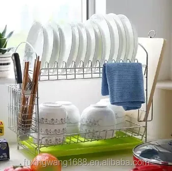 Kitchen Countertop Dish Rack Holder 2 Tier Stainless Steel