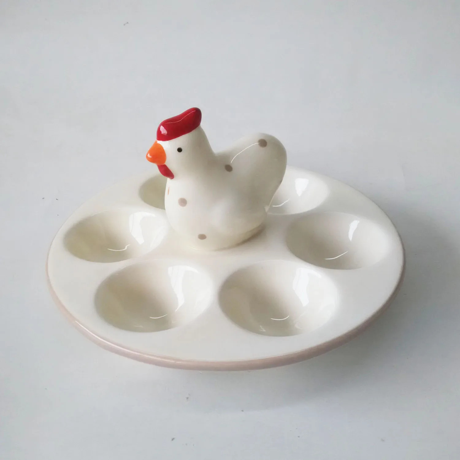 Creative Design Ceramic Hen Egg Tray White Ceramic Chicken Shape Hen