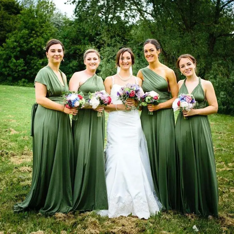 

Olive Maxi Infinity Dress Bridesmaid Convertible Multiway Dress Green Long Gown Prom Wrap Dress, 31 colors