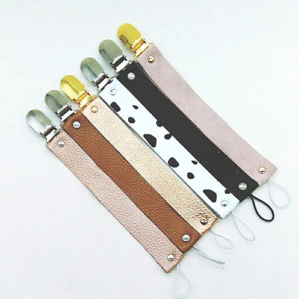 

colorful custom print baby infant leather dummy clips pacifier holder, Same as pic