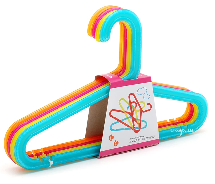 Assessed Supplier Lindon Wholesale Bright Color Children Plastic Hangers Coat Clothes Baby Kids