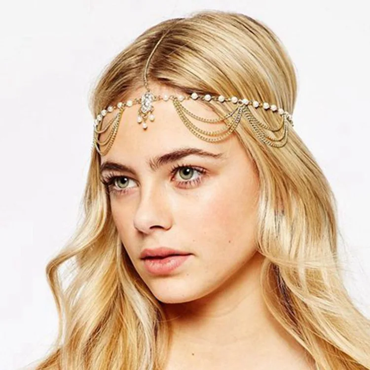 

New fashion pearl tassel headband wholesale hair accessories