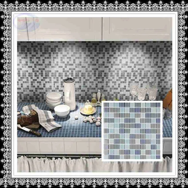 white and black color kitchen wall crystal glass mosaic tile