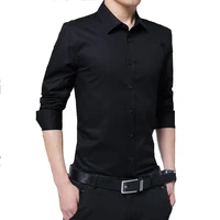 

New Spring Long Sleeve Fashion Casual Wrinkle Free Iron Thin Solid Color Top Slim Business Men's Shirt