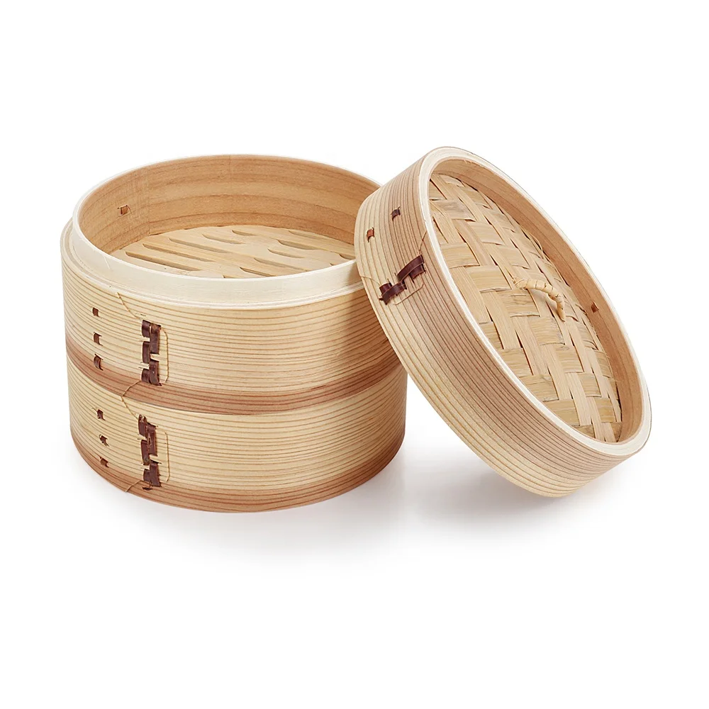 

Wholesales high quality large round 8 9 10 inch bamboo steamers vegetable cooker basket