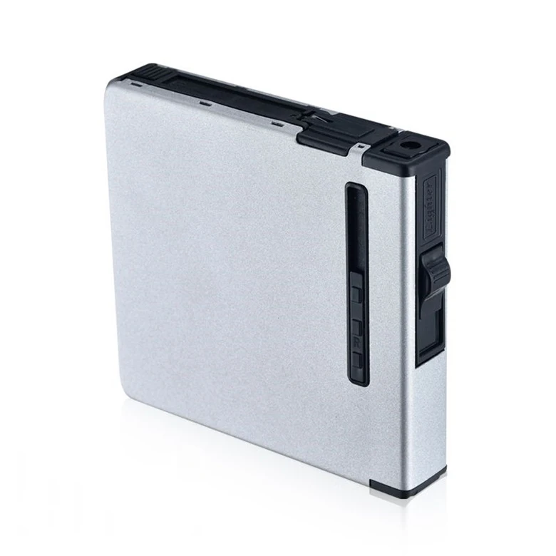 
2017 fashion automatic stainless steel cigarette case with lighter for20 only promotional gift 018 ,automatic lighter wholesale 