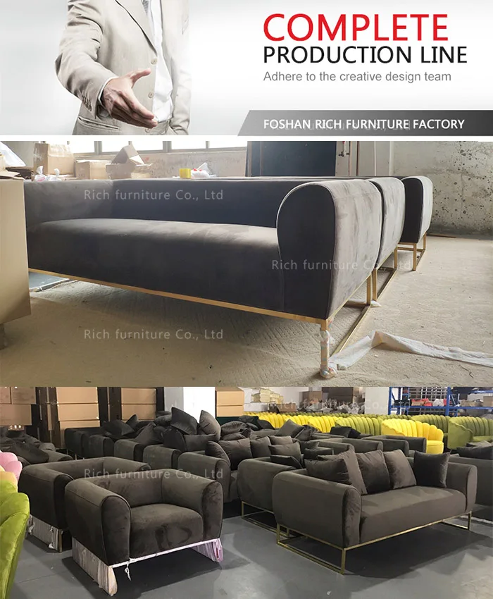 Modern Living Room Furniture Metal Stainless Steel Sofa 1 2 3 Seat Leisure Gold Color Stainless