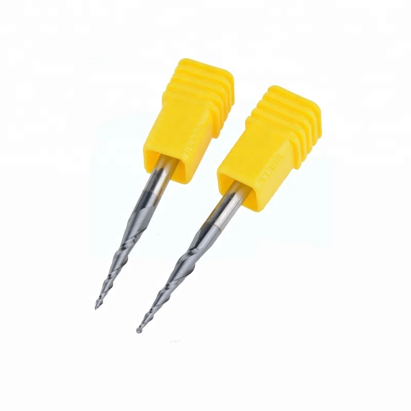 2 Pcs High Quality Carbide Tapered End Mills 2 Flutes R0.5 D4 TiAIN Coat HRC55