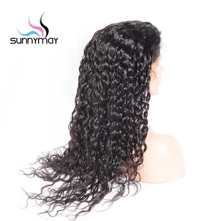 

Qingdao Sunnymay Brazilian Remy Human Hair Bleached Knots Lace Wig Glueless Natural Curly Full Lace Wig With Baby Hair, Natural color(can be dyed to any colors)