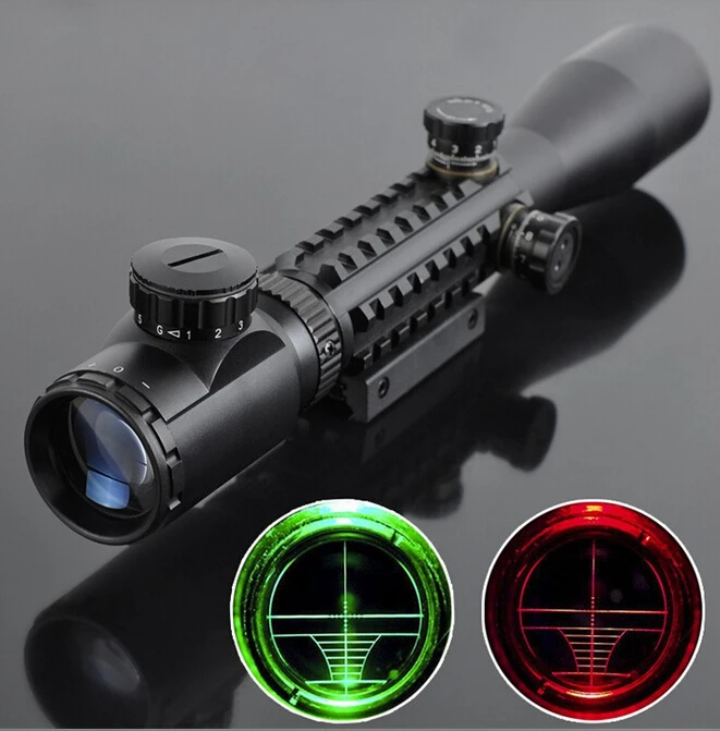 

Tactical 3-9X40 Red Green Illuminated Optics Sniper Rangefinder Rifle Scope Sight with Mount for Gun Hunting Accessoris, Black