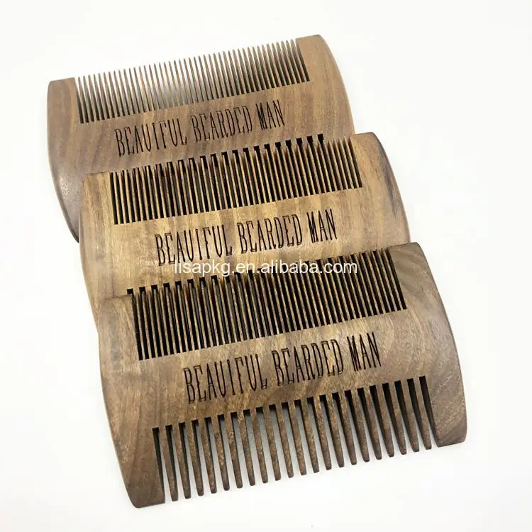 

Custom Handmade Mens Double Sided Sandalwood Wooden Beard Hair Comb, Natural color