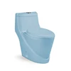 Ceramic wc toilets sanitary ware one piece blue colored toilet bowl