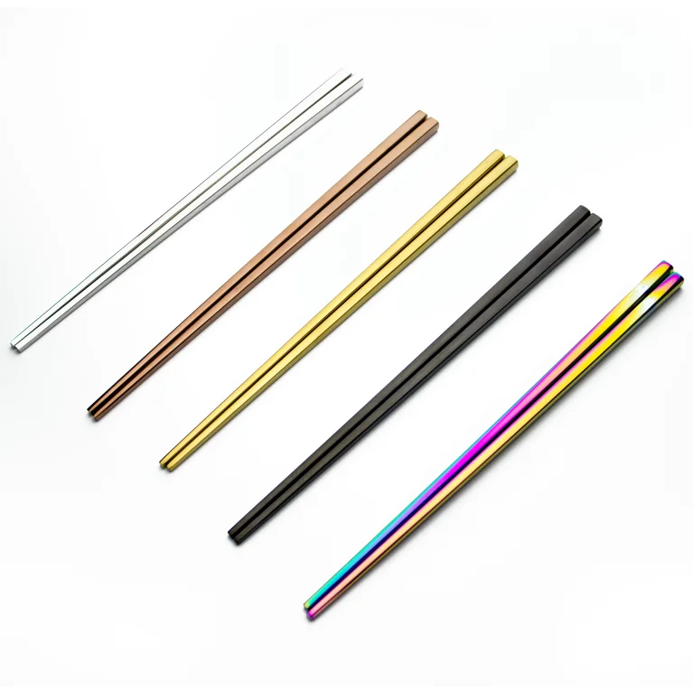 

Wholesale Custom Metal Pvd Gold rose gold Stainless Steel Chopsticks, Sliver;rose gold;gold