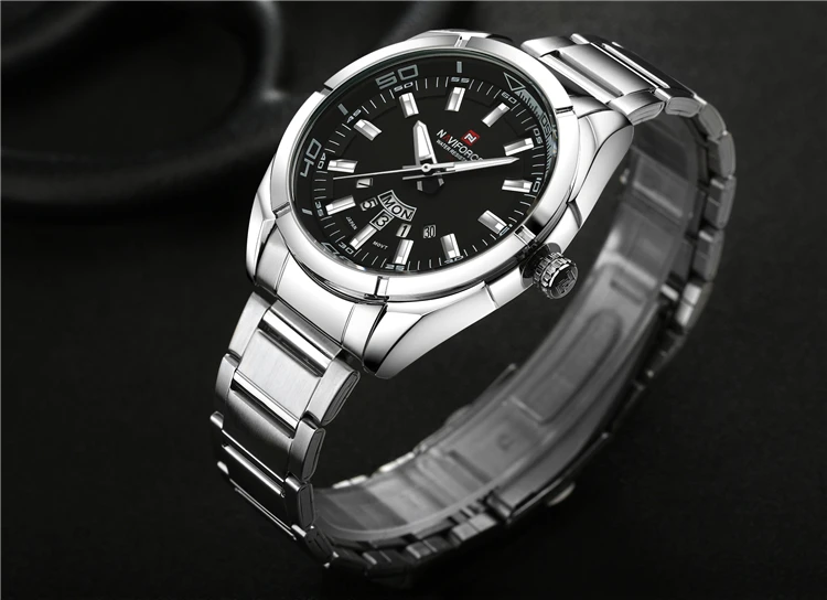 NAVIFORCE 9038 watch Luxury Brand Quartz Watch Men Waterproof Sport Watches Full steel Black Wristwatches relogio masculino