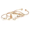 Gold Silver 3pcs/set Charm Bracelets & Bangles For Women Pineapple Bow LOVE Cuff Bangle Jewelry Pulseras Bracelets