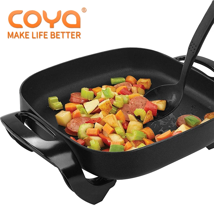 
electrical appliances Aluminum electric bbq nonstick skillet with glass cover 