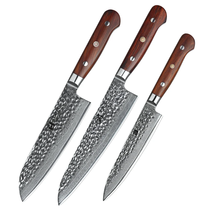 

3PC professional Japanese damascus kitchen knife set