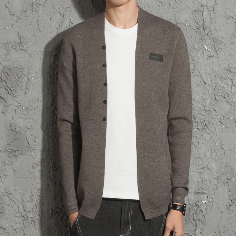 autumn new arrival neckline long sleeve with botton front jacket cardigan for man