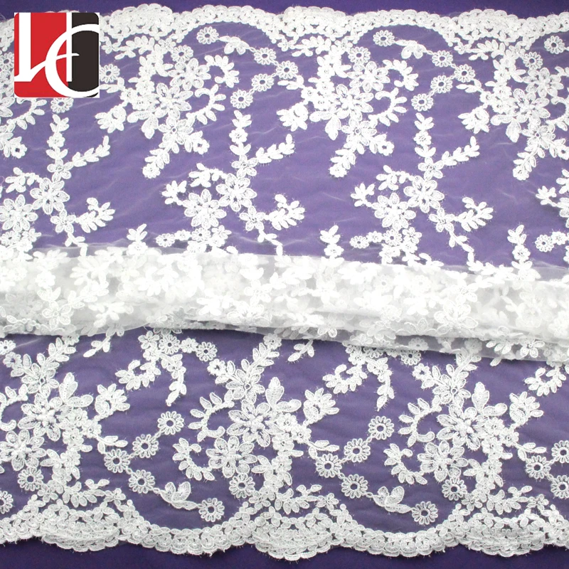 

HC-3966 Hechun Factory Wholesale Cotton Lace Sequin Fabric for Wedding Dress, Black;white;beige