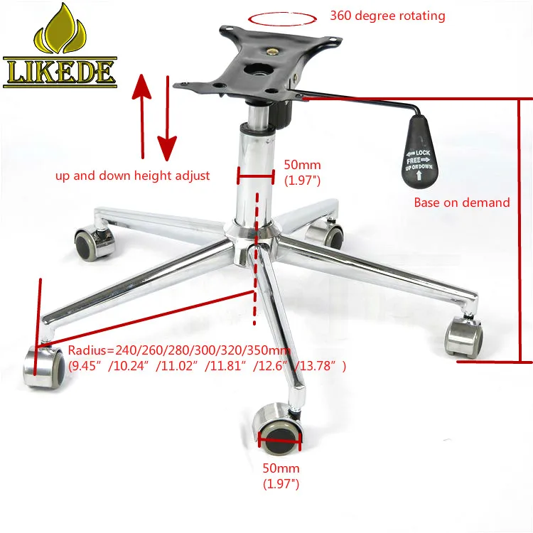 Modern 5-Star Swivel Chair Base Low-Priced Chrome Iron Furniture Legs and Metal Base