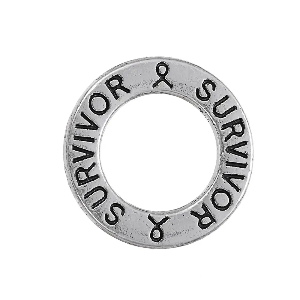 

Zinc Alloy Circle Affirmation Ring Word Charms Survivor and SUPERNATURAL Bracelet Necklace Making Accessories