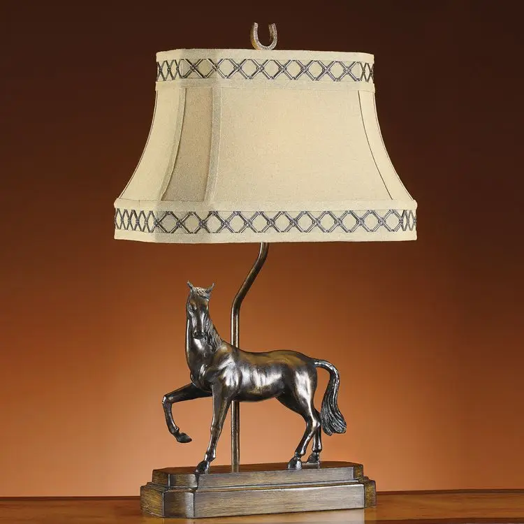 Retro Black Horse Statue Portable Antique Table Animal Lamp Vintage ...