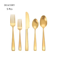 

DEACORY high grade gold plated dinnerware spoon fork and knife set, stainless steel cutlery set
