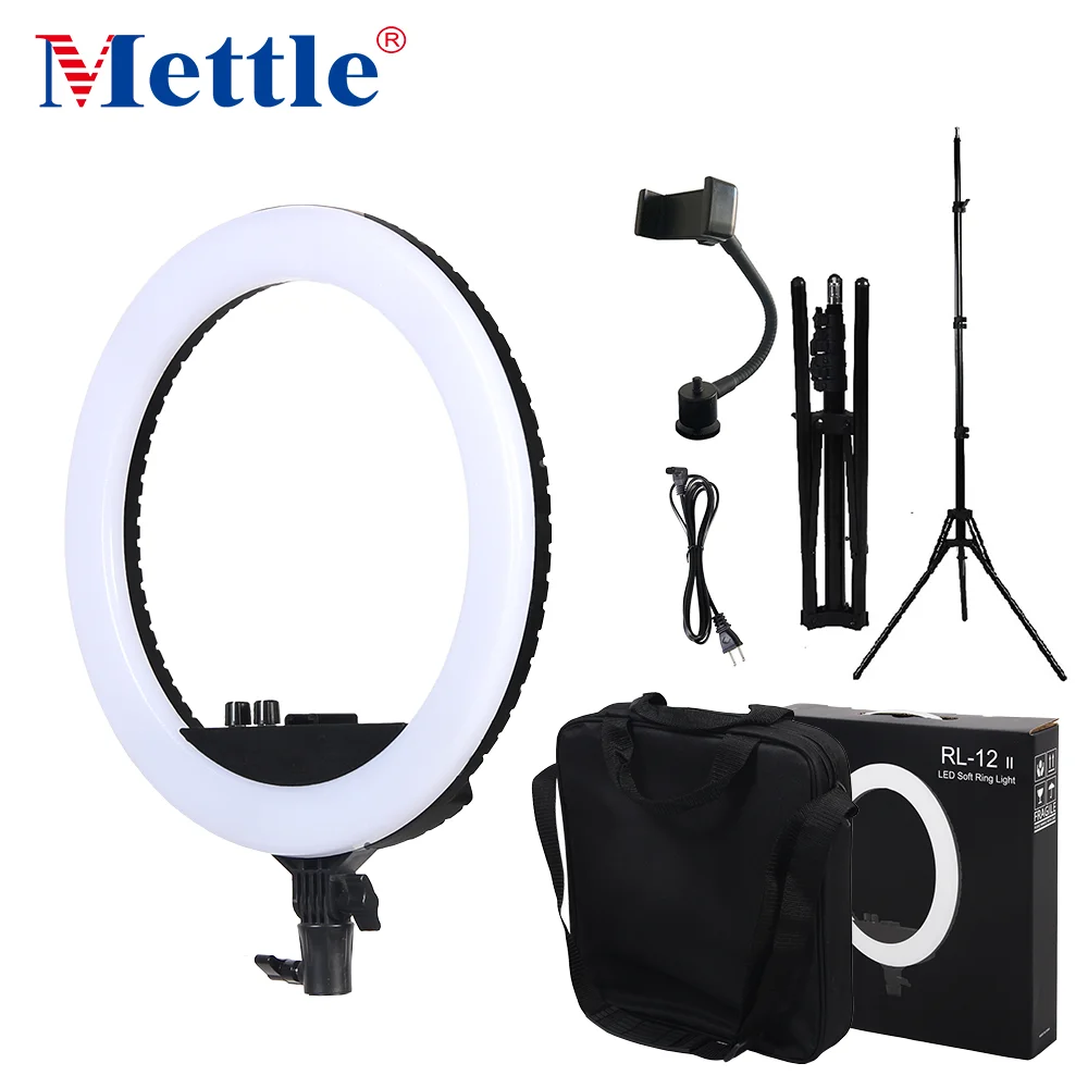 

Mettle portable photographic equipment dimmable dual color make up LED Ring Light, Black/ pink