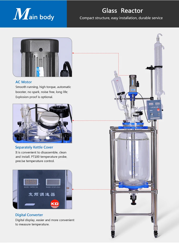 S-50L Double Wall Jacketed Conical Fermenter/Glass Reactor