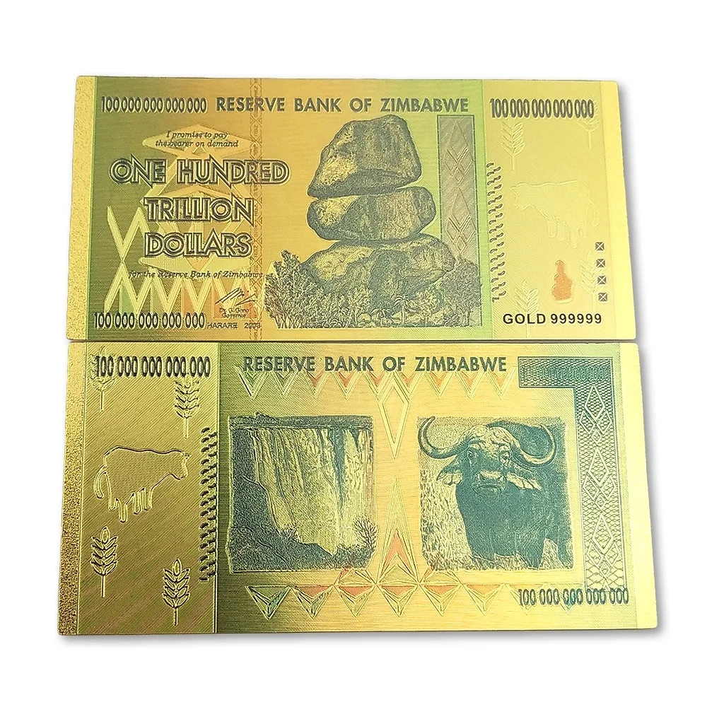 Банкноты Зимбабве 100 триллионов. Памятные купюры Таиланда. Сувениры Зимбабве фото.