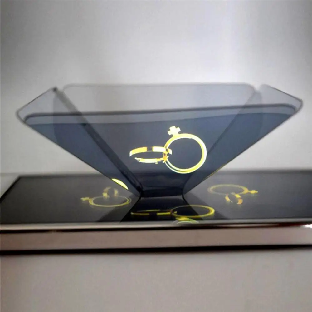 

2019 promotional hologram viewer Pyramid Smart phone 3D holographic 3D hologram projector, Transparent