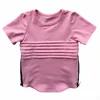 Sample unique style short sleeve cotton boy shirts ruffle bust two sides zips t-shirts pink color boy top