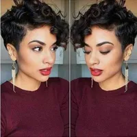 

Cheap pixie cut virgin remy Cambodian human hair short side part lace front wig