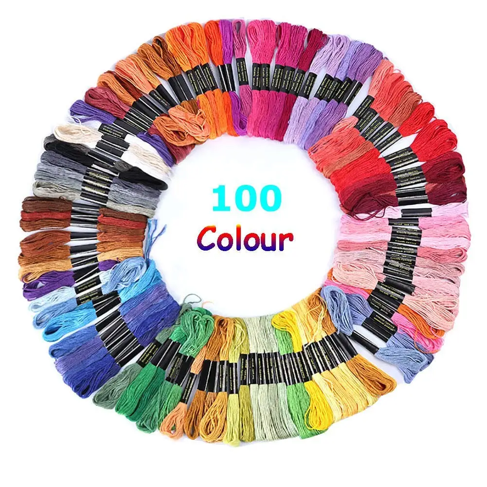 Premium Embroidery Floss Friendship Bracelet String 100 Skeins Rainbow Color Embroidery Threads Cross Stitch Threads Handmade Craft Floss with 6 Strands 8.75 Yard