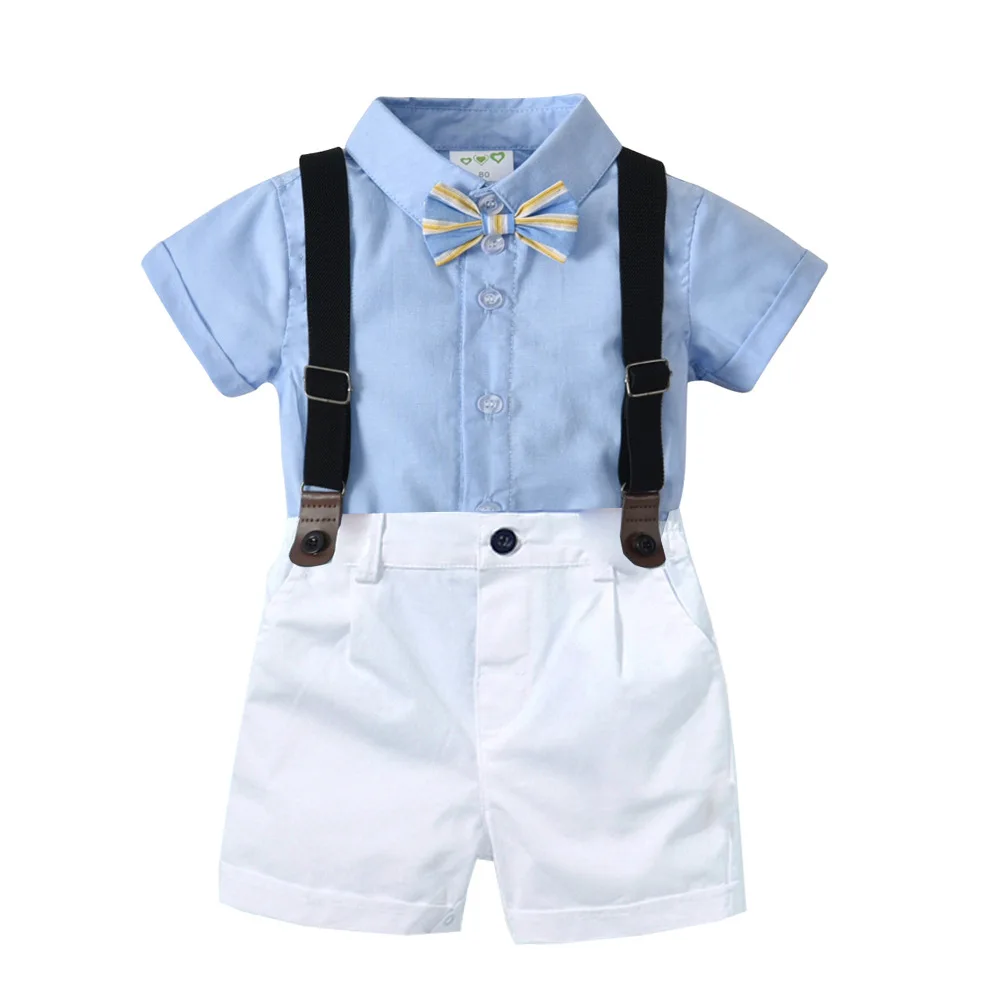 

2019 spring and summer baby boy gentleman set baby bib 1-4 years old British wind handsome two-piece, Pic color