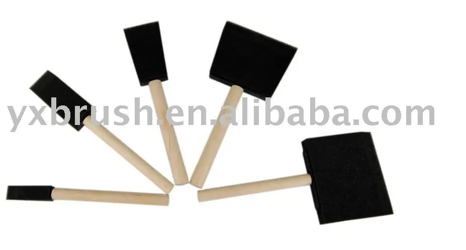 
wooden handle sponge paint brush for children 