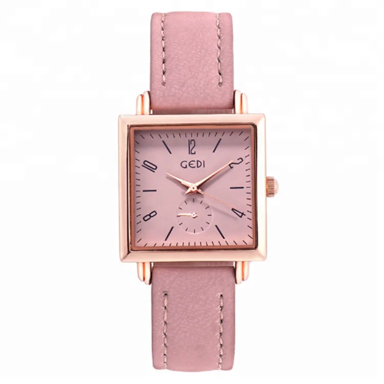 

New arrival elegant lady quartz watches PU stripe for waterproof Square type watch